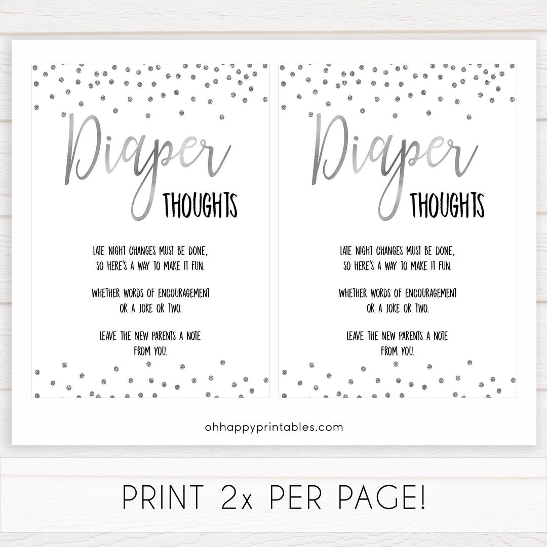 diaper thoughts game, late night diapers game, Printable baby shower games, baby silver glitter fun baby games, baby shower games, fun baby shower ideas, top baby shower ideas, silver glitter shower baby shower, friends baby shower ideas