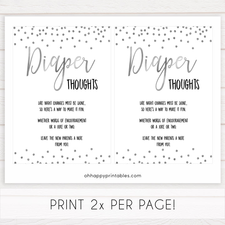 diaper thoughts game, late night diapers game, Printable baby shower games, baby silver glitter fun baby games, baby shower games, fun baby shower ideas, top baby shower ideas, silver glitter shower baby shower, friends baby shower ideas