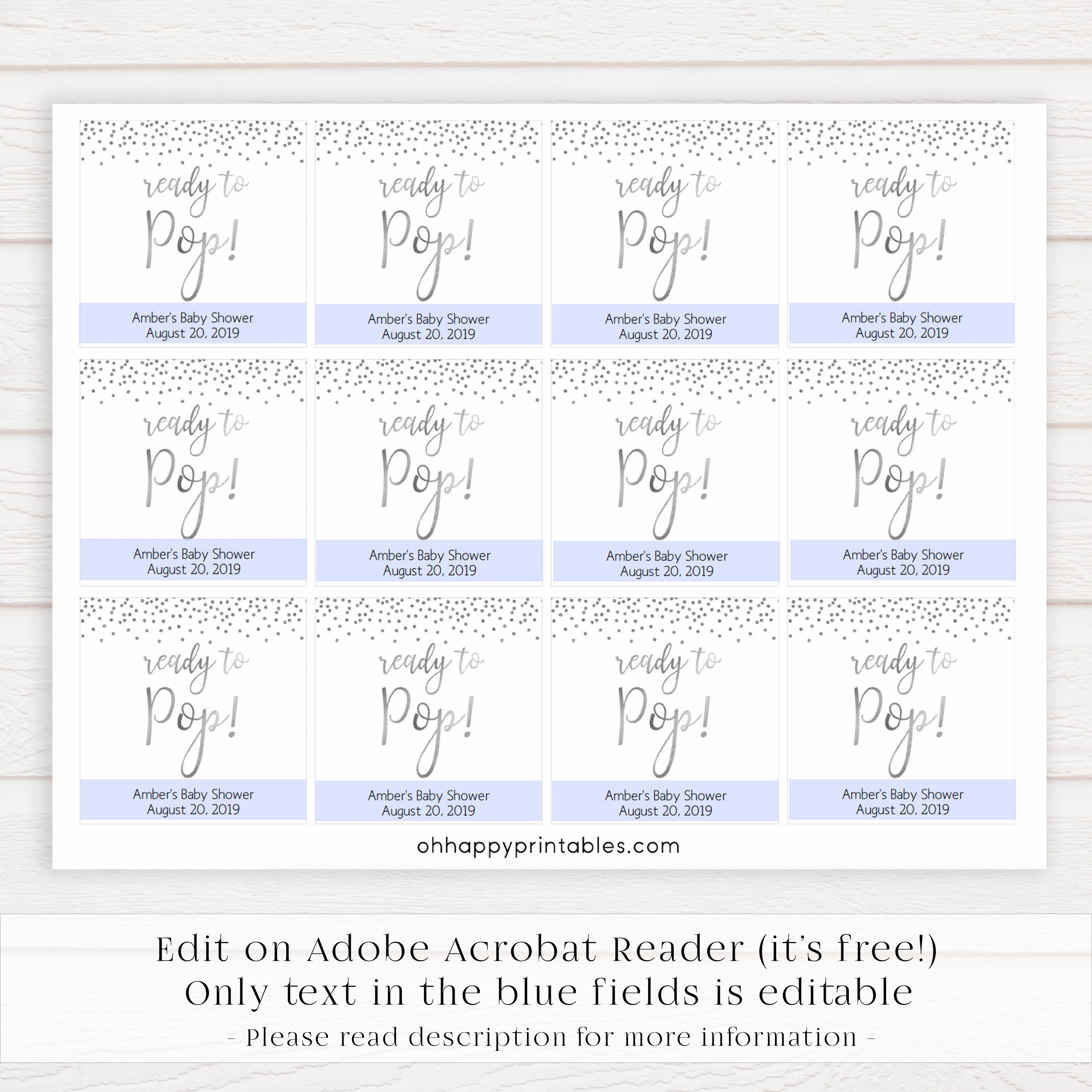 ready to pop tags, baby pop tags, Printable baby shower games, baby silver glitter fun baby games, baby shower games, fun baby shower ideas, top baby shower ideas, silver glitter shower baby shower, friends baby shower ideas