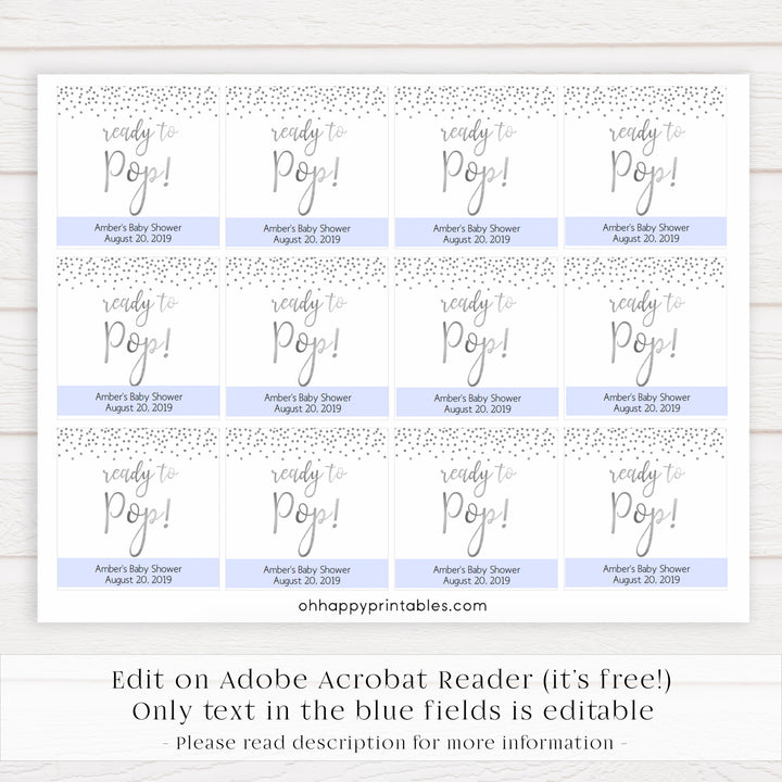 ready to pop tags, baby pop tags, Printable baby shower games, baby silver glitter fun baby games, baby shower games, fun baby shower ideas, top baby shower ideas, silver glitter shower baby shower, friends baby shower ideas