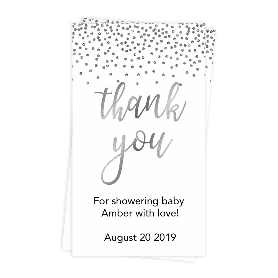thank you tags, baby thank you tags, Printable baby shower games, baby silver glitter fun baby games, baby shower games, fun baby shower ideas, top baby shower ideas, silver glitter shower baby shower, friends baby shower ideas