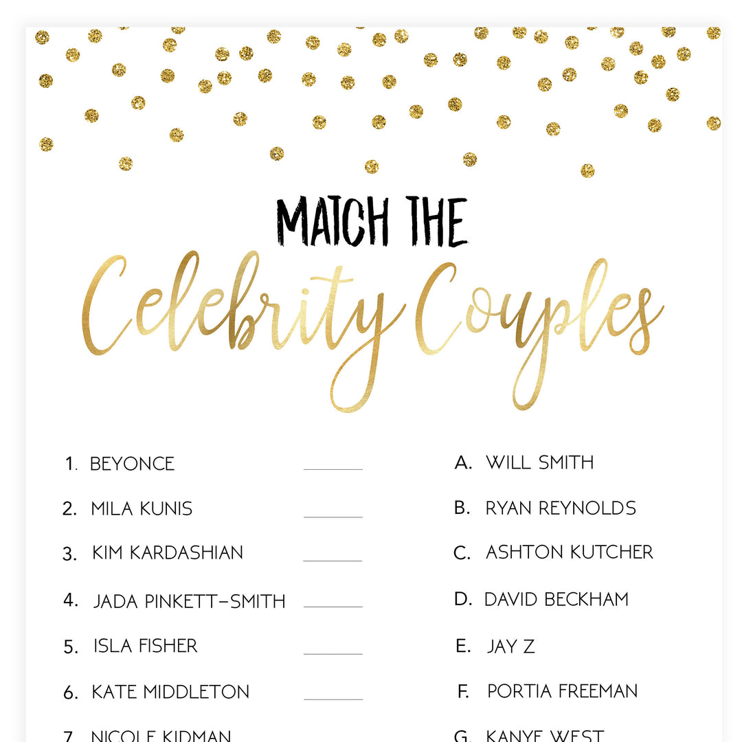 Match Celebrity Couples Game - Gold Foil