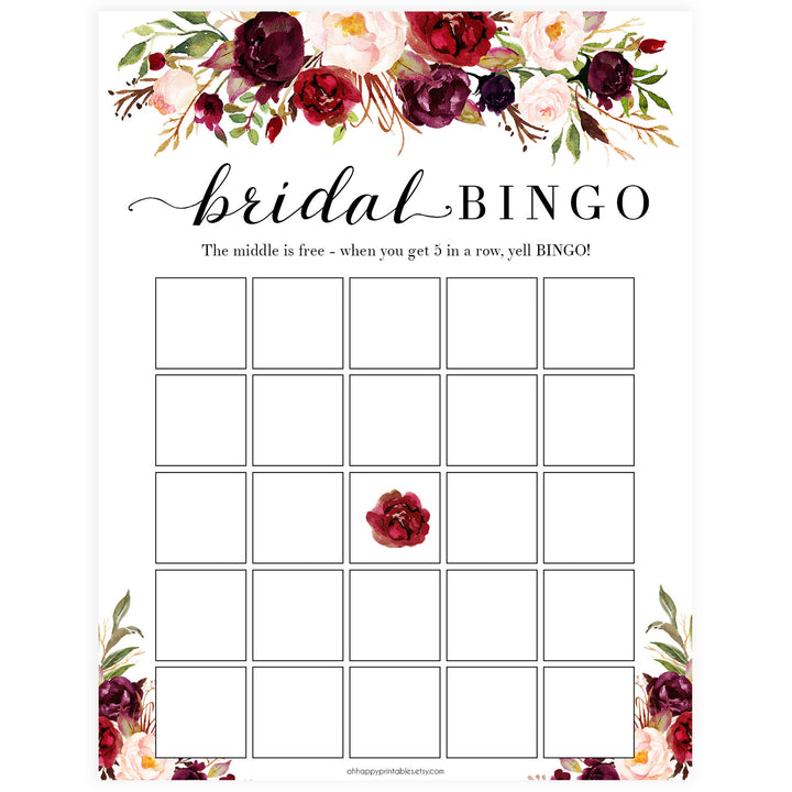 Bridal Bingo Game - White Marsala