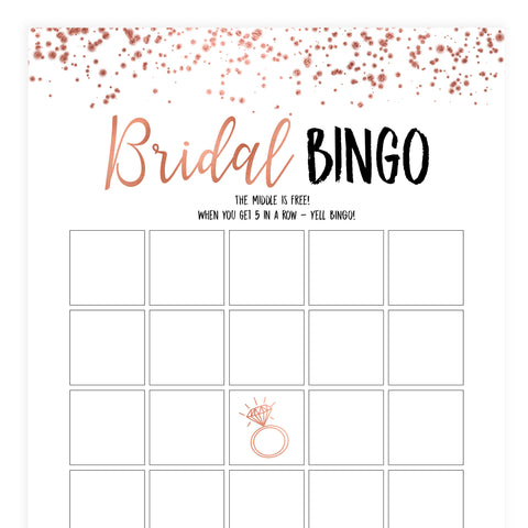 Bridal Bingo Game - Rose Gold Foil