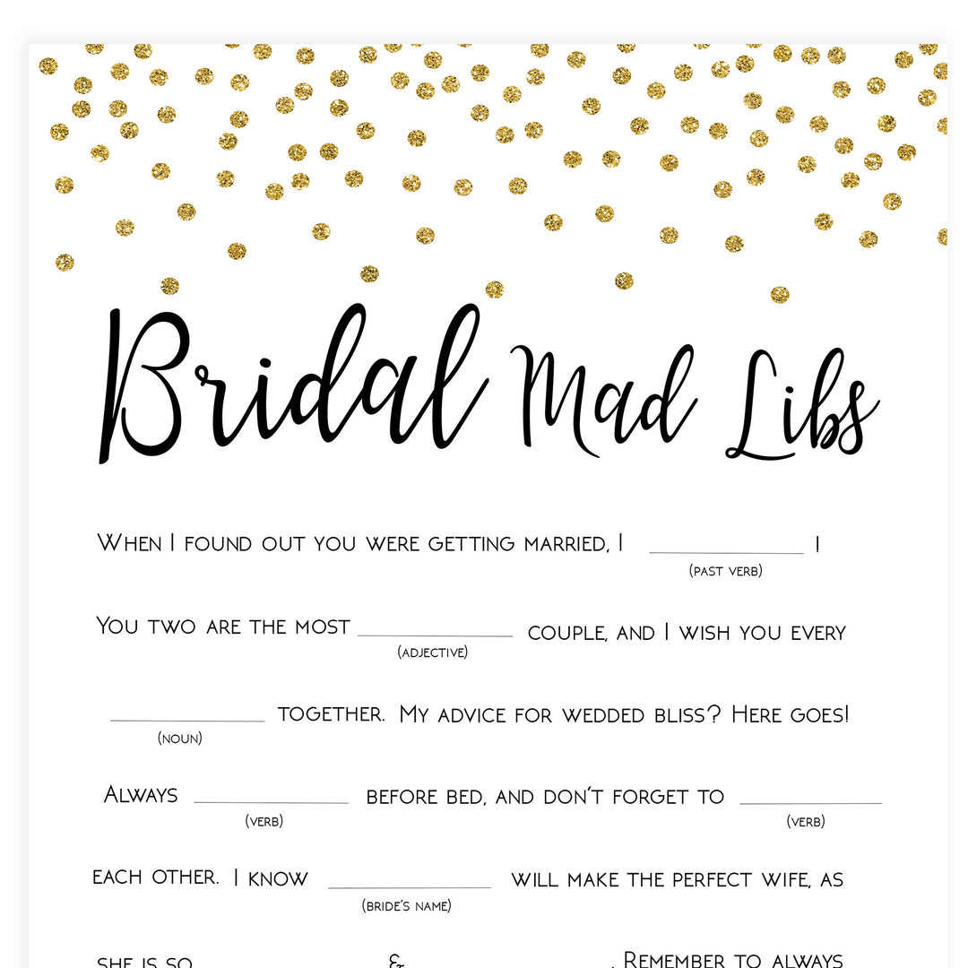 Bridal Mad Libs Game - Gold Foil