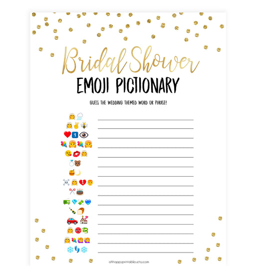 Bridal Emoji Pictionary - Gold Foil