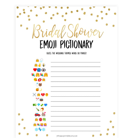 Bridal Emoji Pictionary - Gold Foil