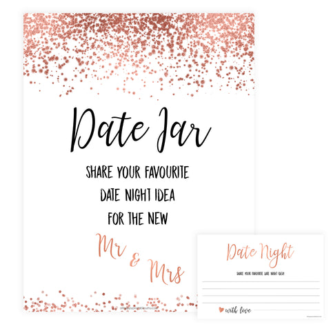 Date Night Jar Bridal Game - Rose Gold Foil