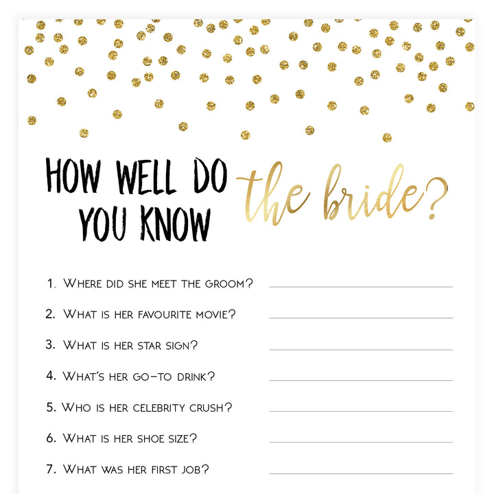 Do You Know the Bride Game - Gold Foil
