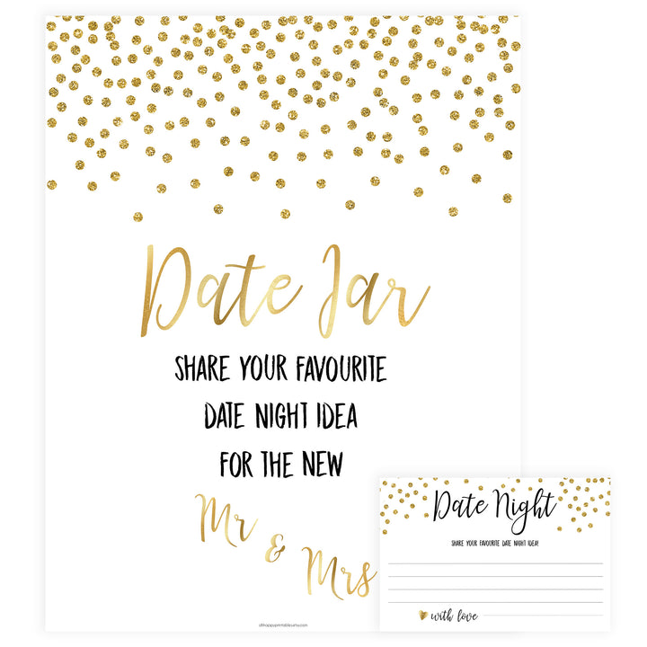 Date Night Jar Bridal Game - Gold Foil