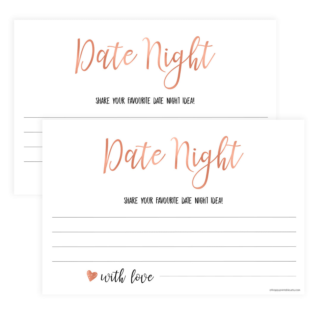 Date Night Jar Bridal Game - Rose Gold Foil