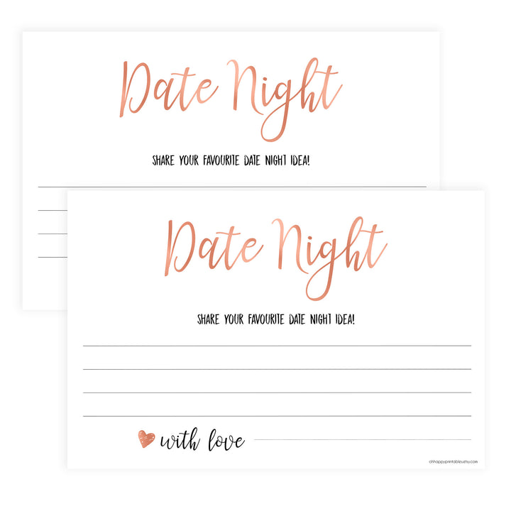 Date Night Jar Bridal Game - Rose Gold Foil