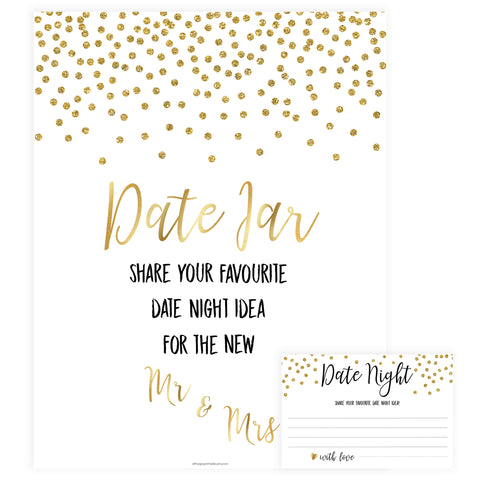 Date Night Jar Bridal Game - Gold Foil