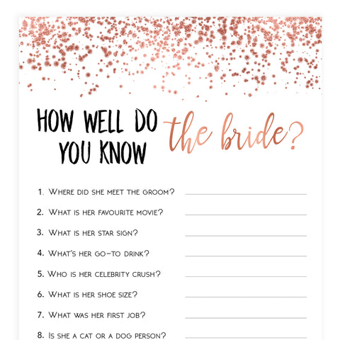 Do you Know the Bride Game - Rose Gold Foil