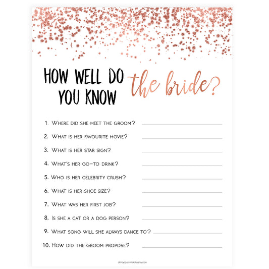Do you Know the Bride Game - Rose Gold Foil