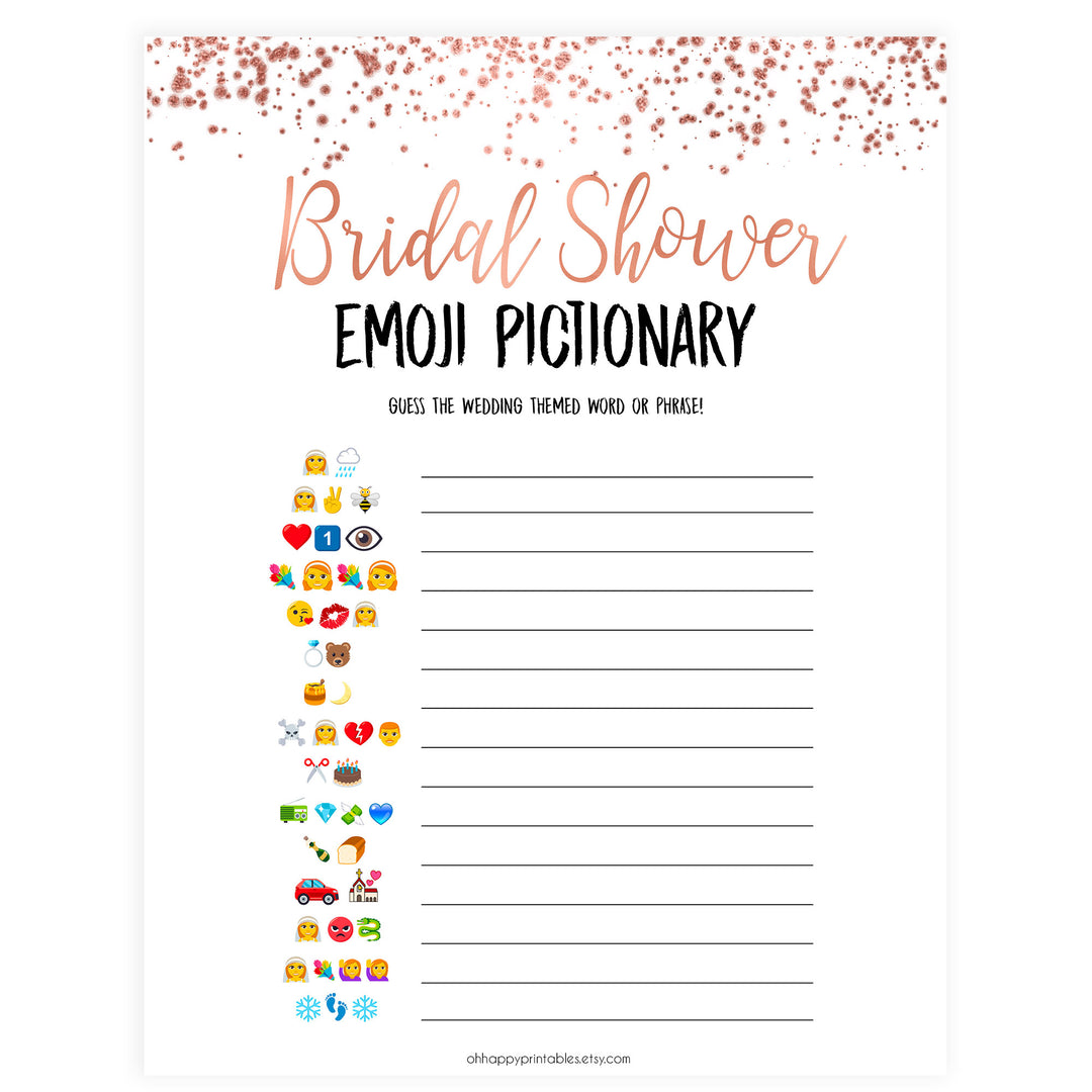Bridal Emoji Pictionary -  Rose Gold Foil