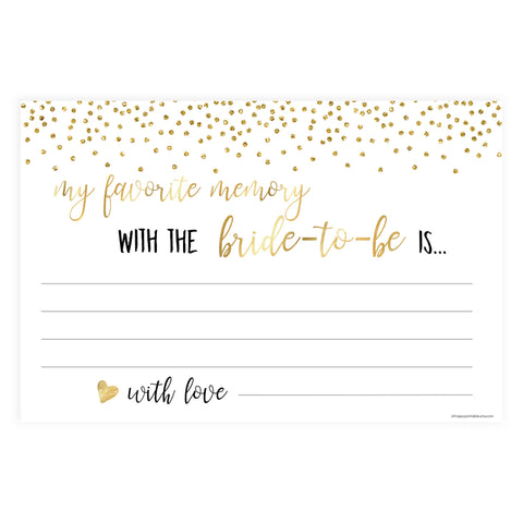 Favourite Memory with the Bride - Gold Foil