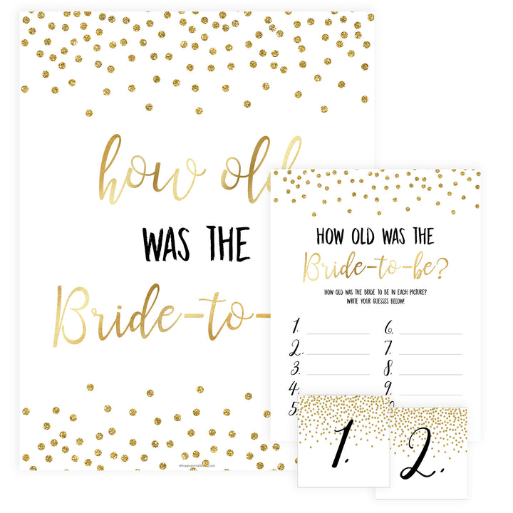 How Old was the Bride Game - Gold Foil