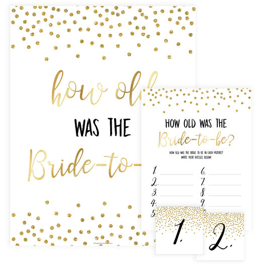 How Old was the Bride Game - Gold Foil