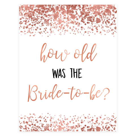How Old was the Bride Game - Rose Gold Foil