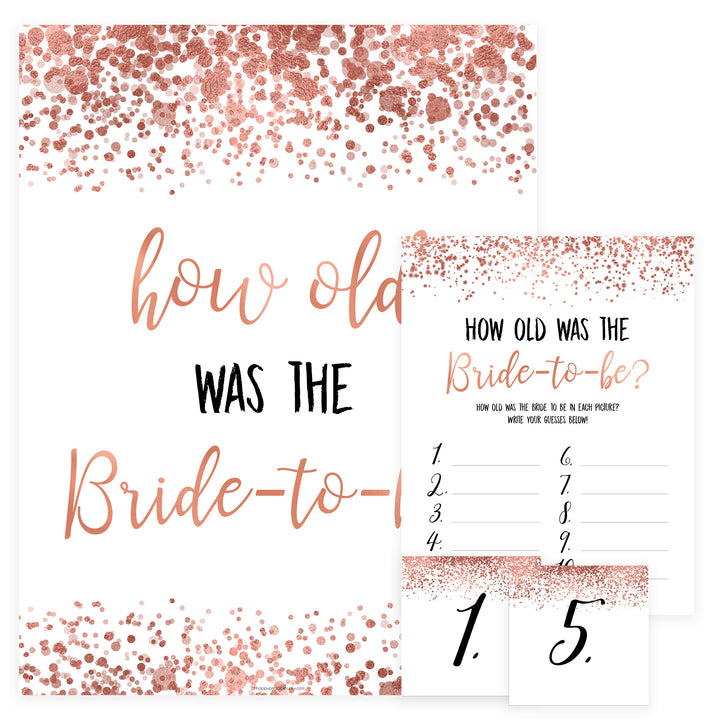 How Old was the Bride Game - Rose Gold Foil