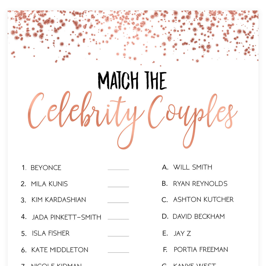Match Celebrity Couples Game - Rose Gold Foil