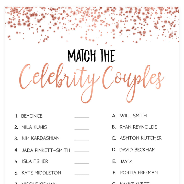 Match Celebrity Couples Game - Rose Gold Foil