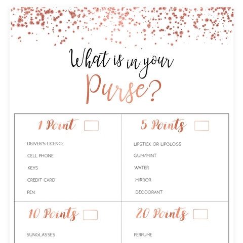 What's In Your Purse - Rose Gold Foil