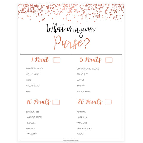 What's In Your Purse - Rose Gold Foil
