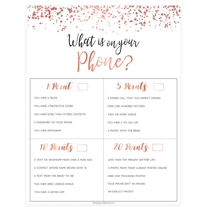 What's on Your Phone - Rose Gold Foil