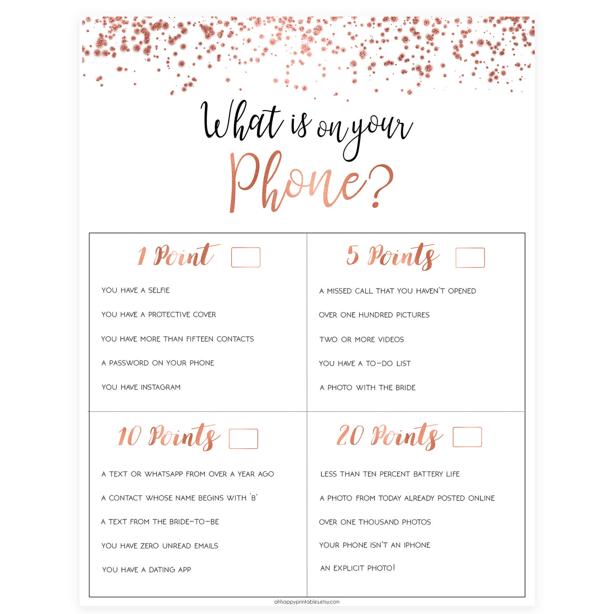 What's on Your Phone - Rose Gold Foil