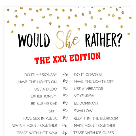 X Rated Would She Rather - Gold Foil