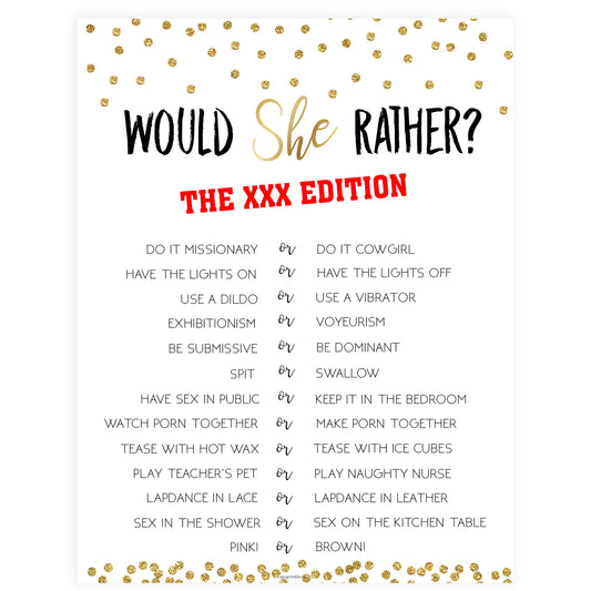 X Rated Would She Rather - Gold Foil