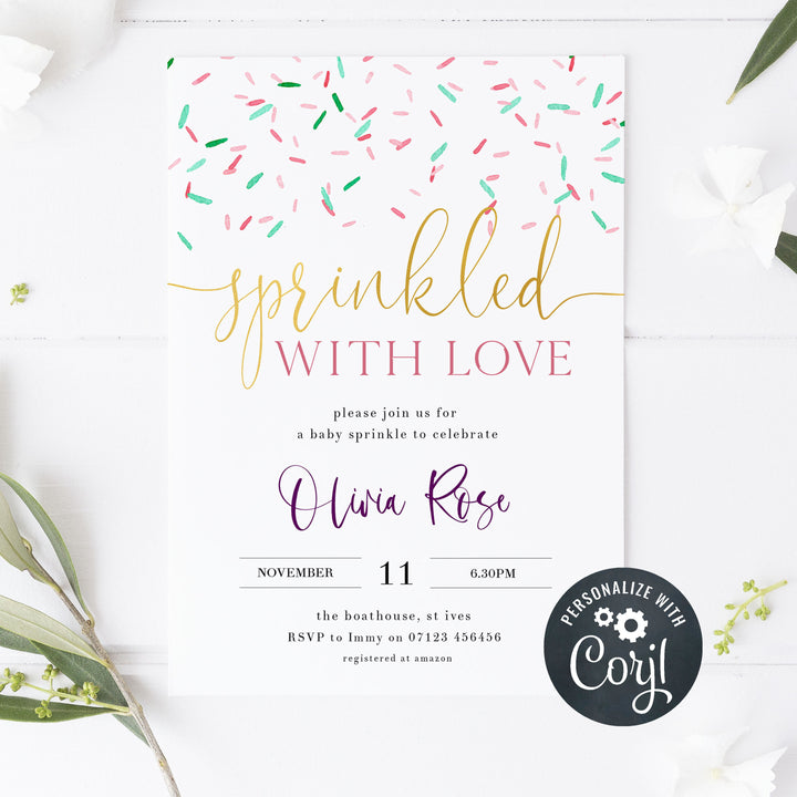 baby sprinkle baby shower invitations, printable baby shower invitations, editable baby shower invitations, mobile baby shower invitations, baby sprinkle theme