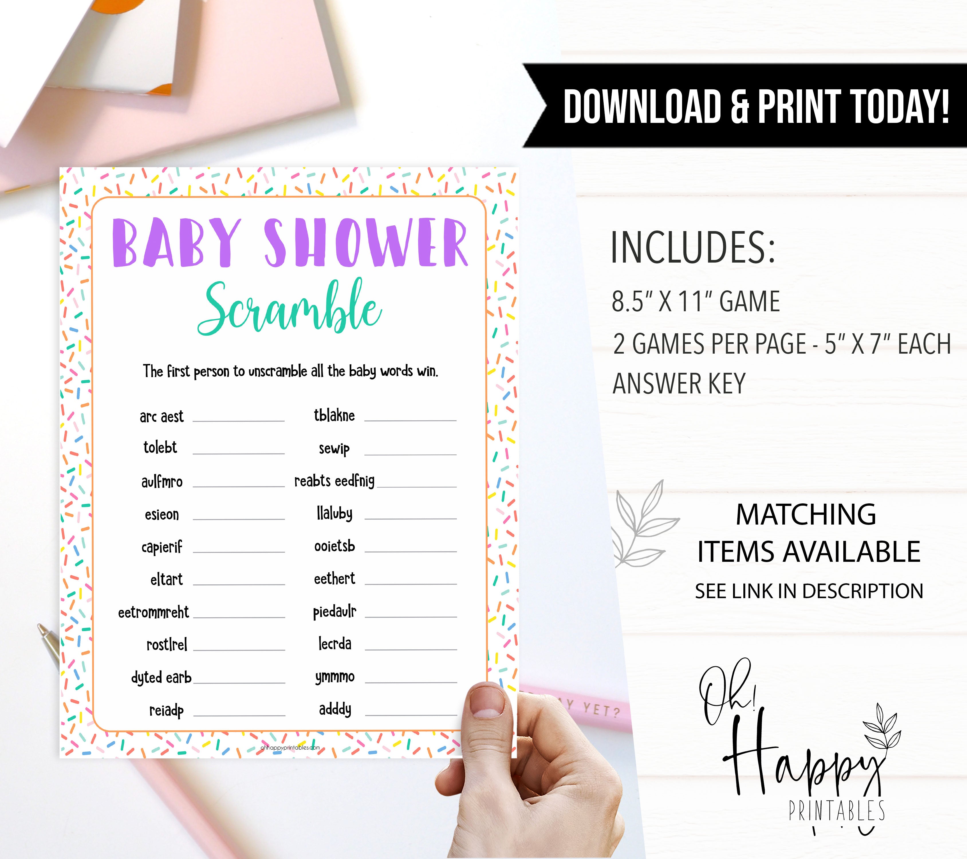 baby word scramble, baby scramble, Printable baby shower games, baby sprinkle fun baby games, baby shower games, fun baby shower ideas, top baby shower ideas, sprinkle shower baby shower, friends baby shower ideas