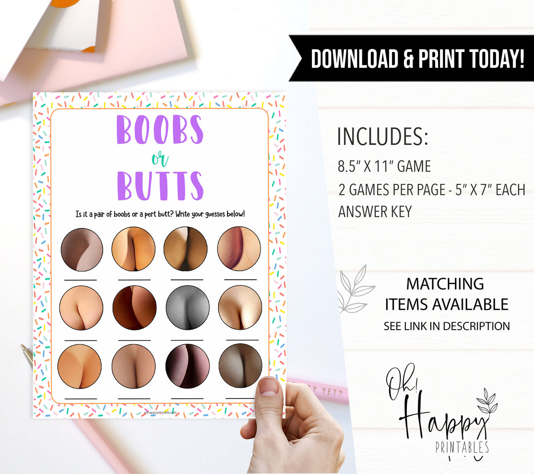 boobs or butts game, Printable baby shower games, baby sprinkle fun baby games, baby shower games, fun baby shower ideas, top baby shower ideas, sprinkle shower baby shower, friends baby shower ideas