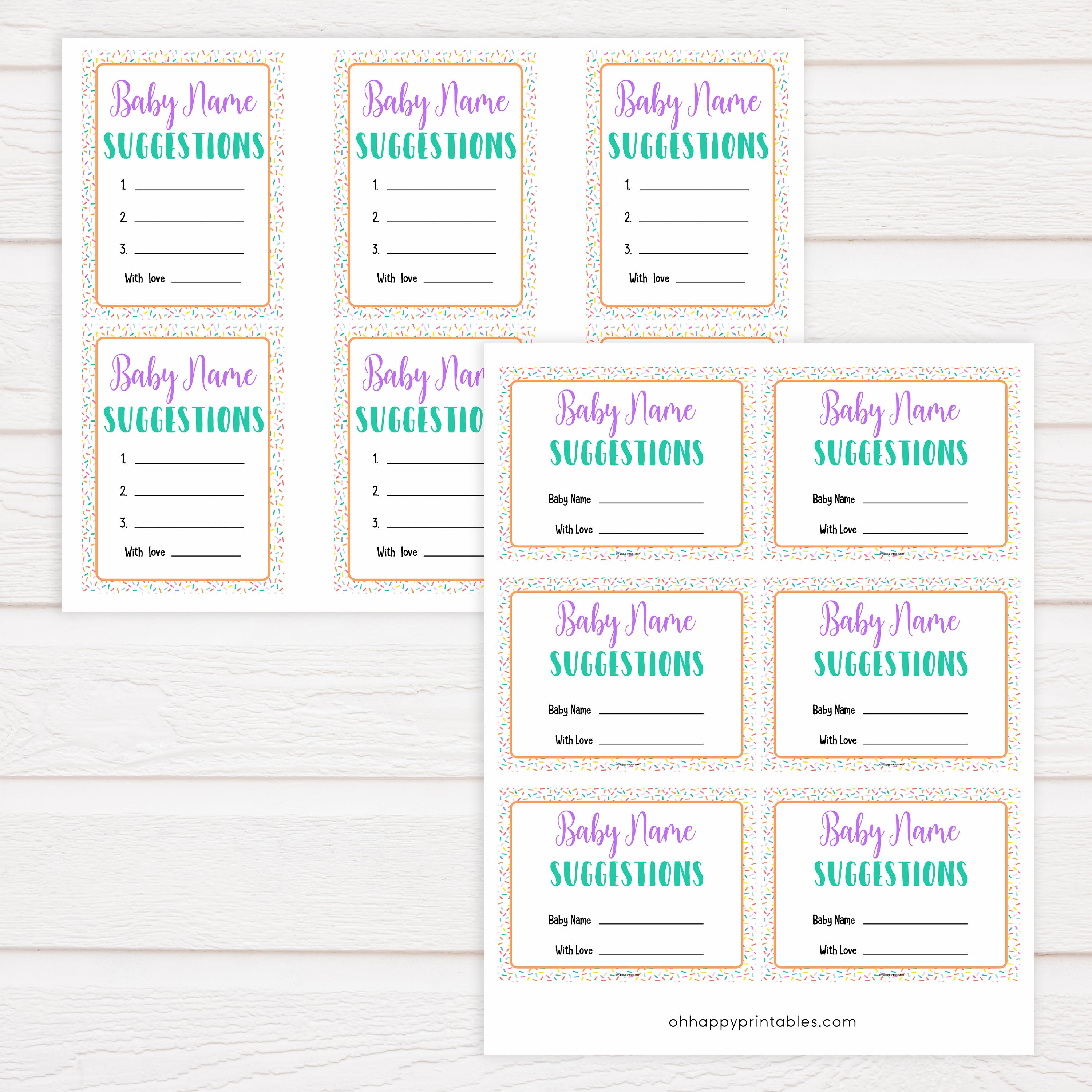 Baby Name Suggestions - Baby Sprinkle Printable Baby Games ...