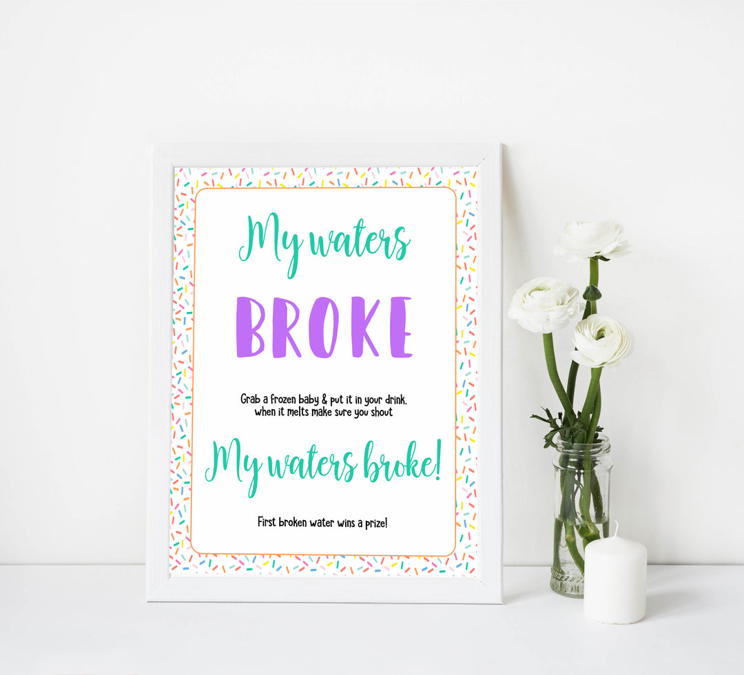 my water broke game, waters broke game, Printable baby shower games, baby sprinkle fun baby games, baby shower games, fun baby shower ideas, top baby shower ideas, sprinkle shower baby shower, friends baby shower ideas