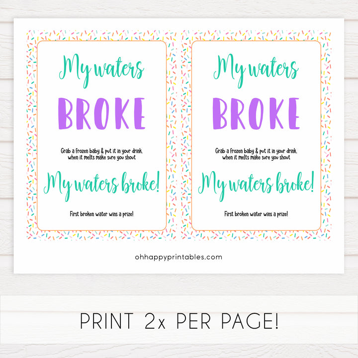 my water broke game, waters broke game, Printable baby shower games, baby sprinkle fun baby games, baby shower games, fun baby shower ideas, top baby shower ideas, sprinkle shower baby shower, friends baby shower ideas
