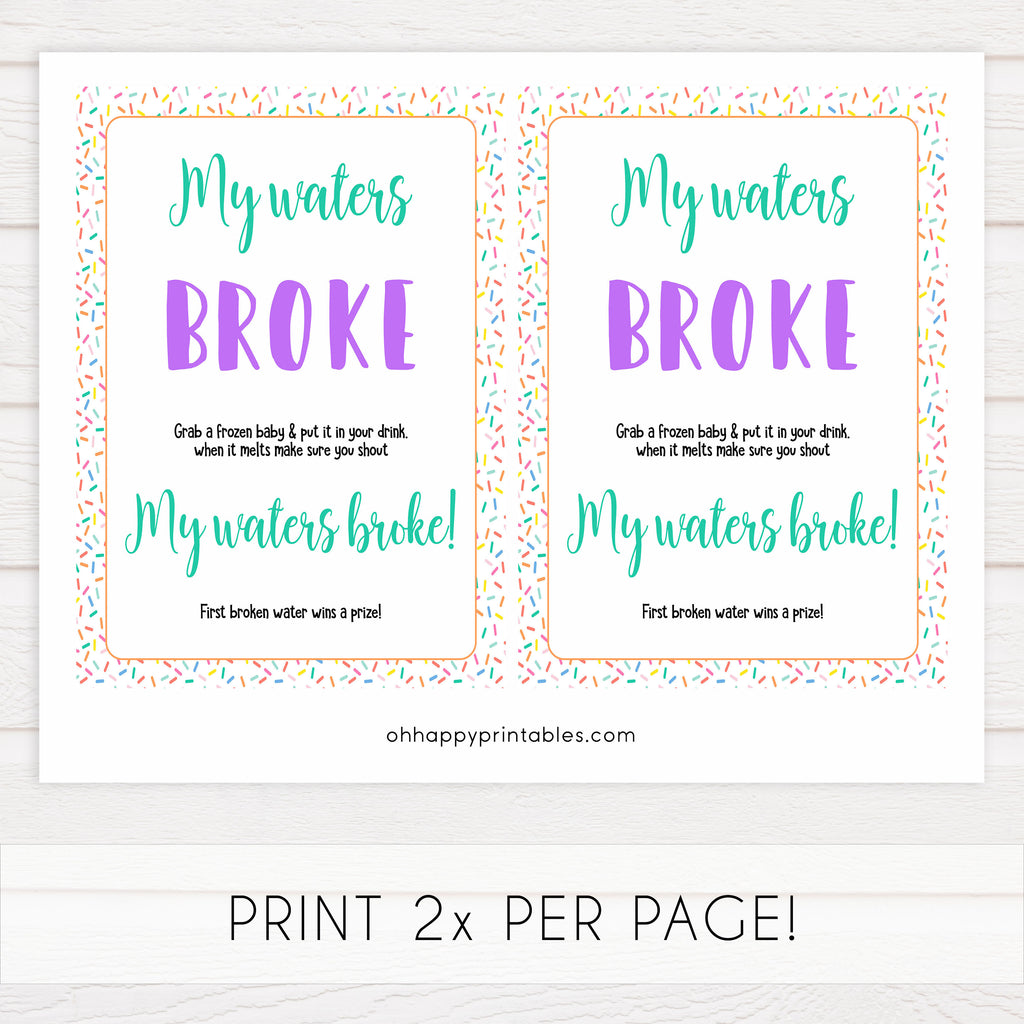 My Waters Broke Baby Game - Baby Sprinkle Printable Baby Games ...