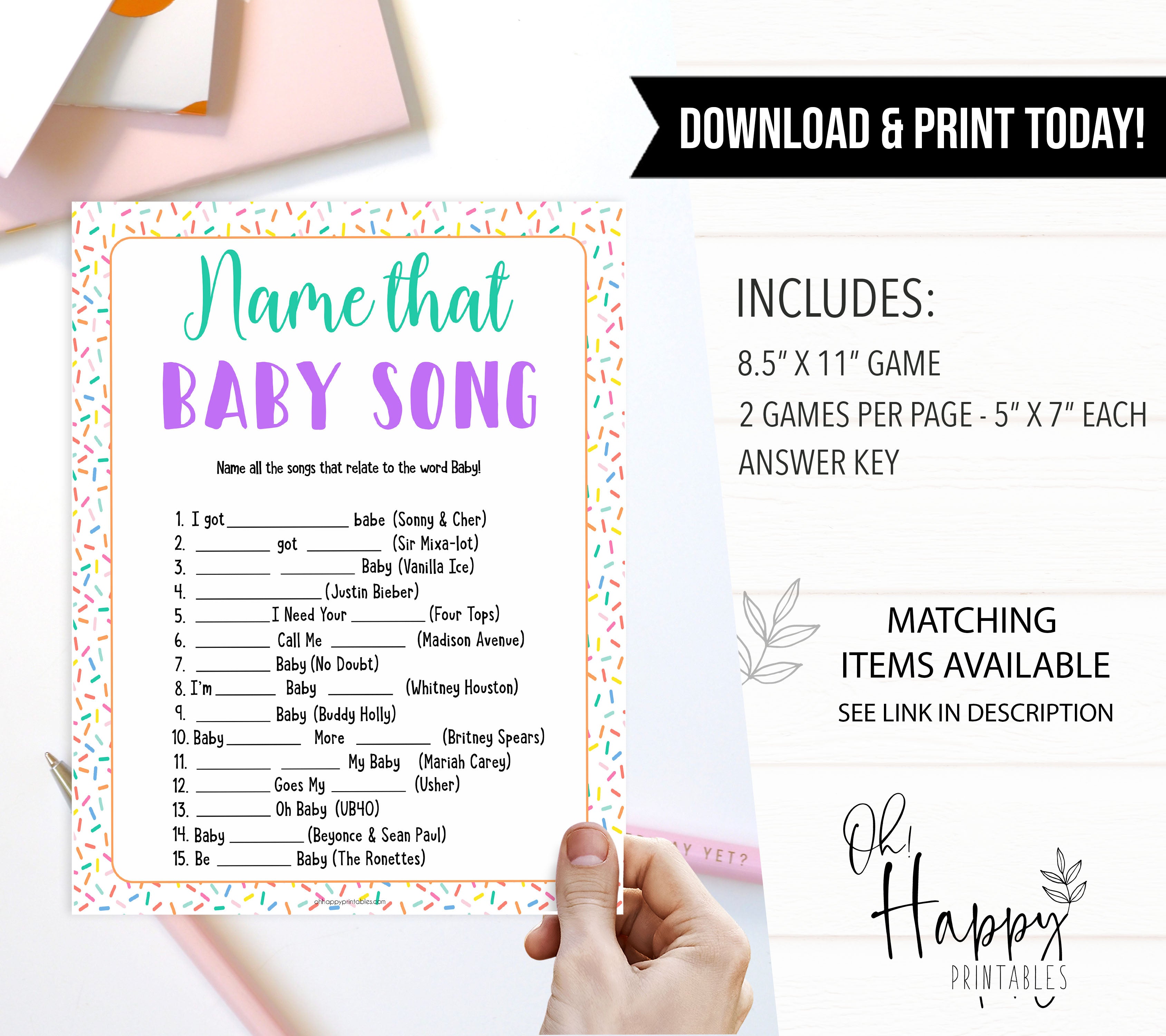 name that baby song game, Printable baby shower games, baby sprinkle fun baby games, baby shower games, fun baby shower ideas, top baby shower ideas, sprinkle shower baby shower, friends baby shower ideas