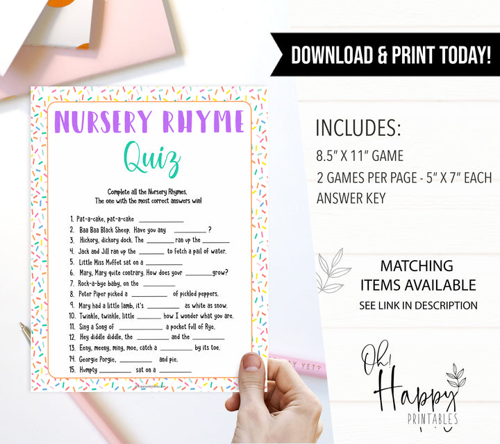 nursery rhyme quiz game, baby nursery rhyme, Printable baby shower games, baby sprinkle fun baby games, baby shower games, fun baby shower ideas, top baby shower ideas, sprinkle shower baby shower, friends baby shower ideas