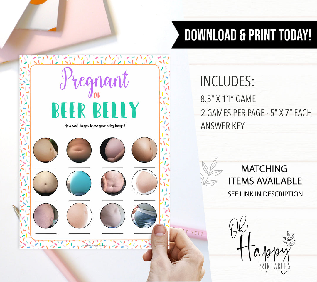 pregnant or beer belly game, Printable baby shower games, baby sprinkle fun baby games, baby shower games, fun baby shower ideas, top baby shower ideas, sprinkle shower baby shower, friends baby shower ideas