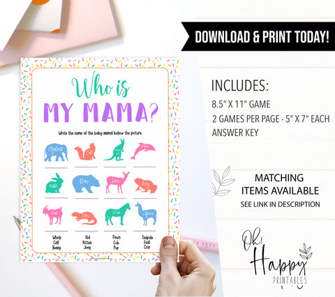 who is my mama game, Printable baby shower games, baby sprinkle fun baby games, baby shower games, fun baby shower ideas, top baby shower ideas, sprinkle shower baby shower, friends baby shower ideas