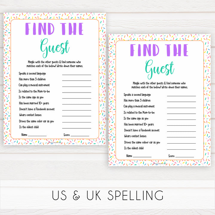 find the guest game, Printable baby shower games, baby sprinkle fun baby games, baby shower games, fun baby shower ideas, top baby shower ideas, sprinkle shower baby shower, friends baby shower ideas