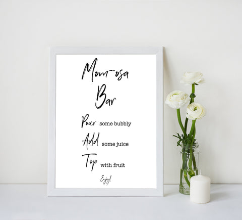 momosa baby shower signs, printable baby shower games, gender neutral baby signs, fun baby shower ideas