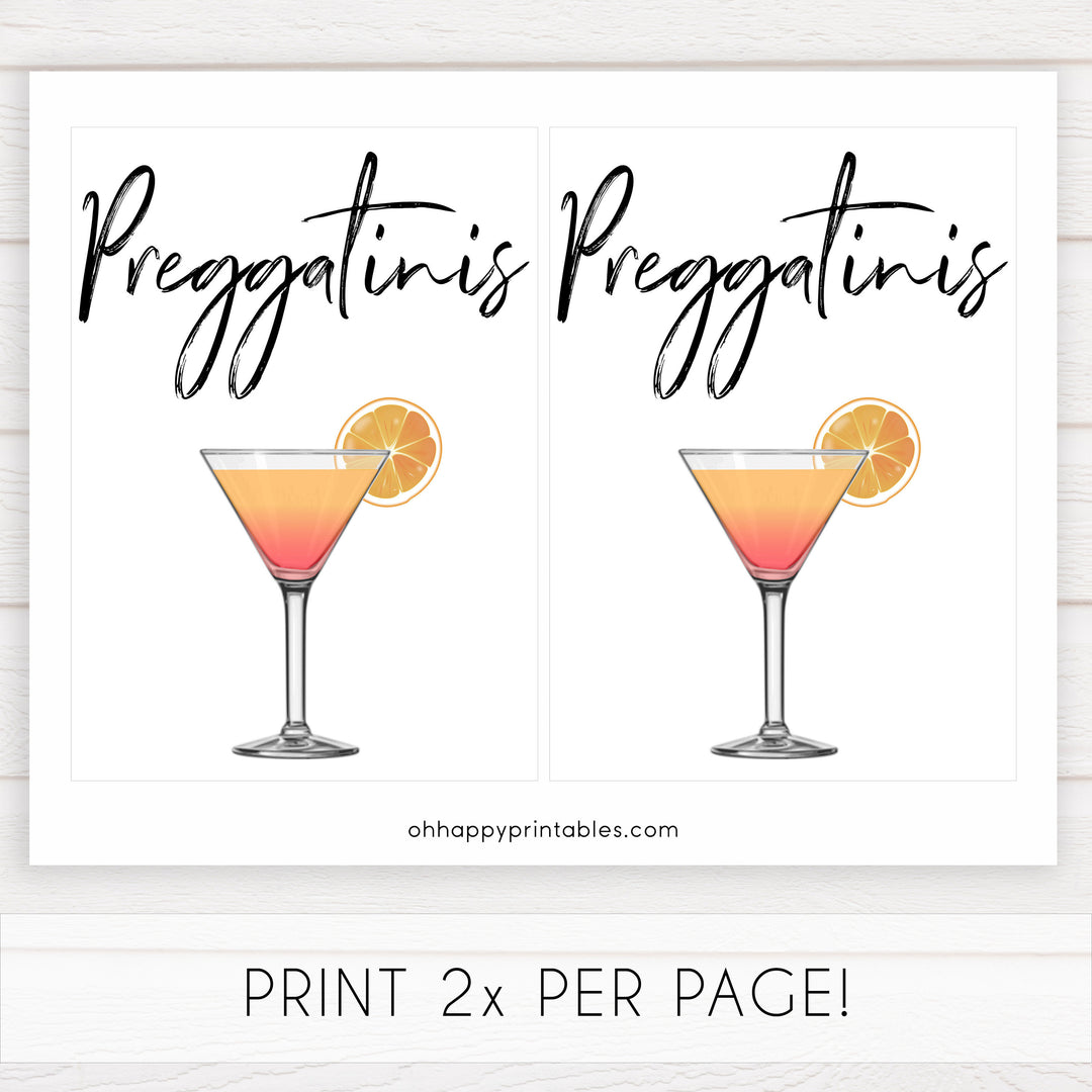 preggatinis baby shower signs, printable baby shower games, gender neutral baby signs, fun baby shower ideas