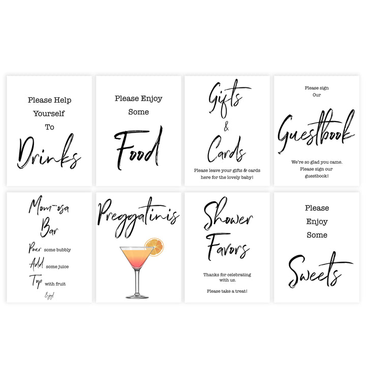 baby shower signs pack, printable baby signs, fun baby games, food sign, drinks sign, guestbook sign
