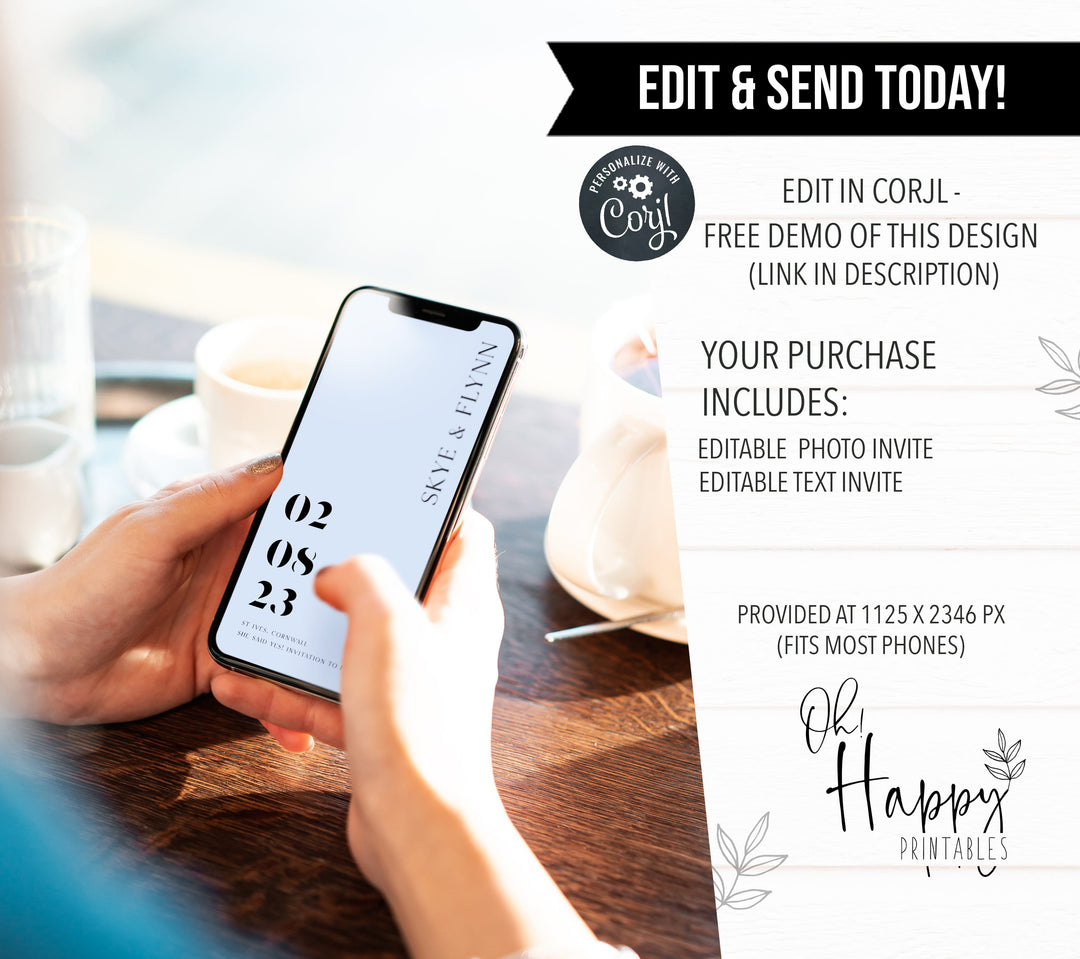 editable save the date, wedding stationery, save the date, wedding save the date, modern wedding stationery