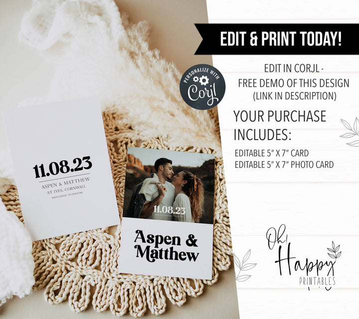 modern wedding invitation suite, editable wedding stationery, printable wedding stationery, modern wedding items, wedding save the dates